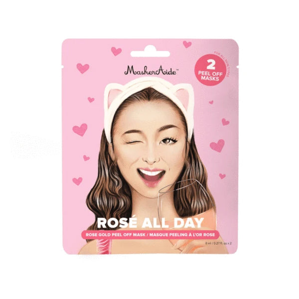 MaskerAide Rosé All Day Rose Gold Peel Off Mask, 3 Pack