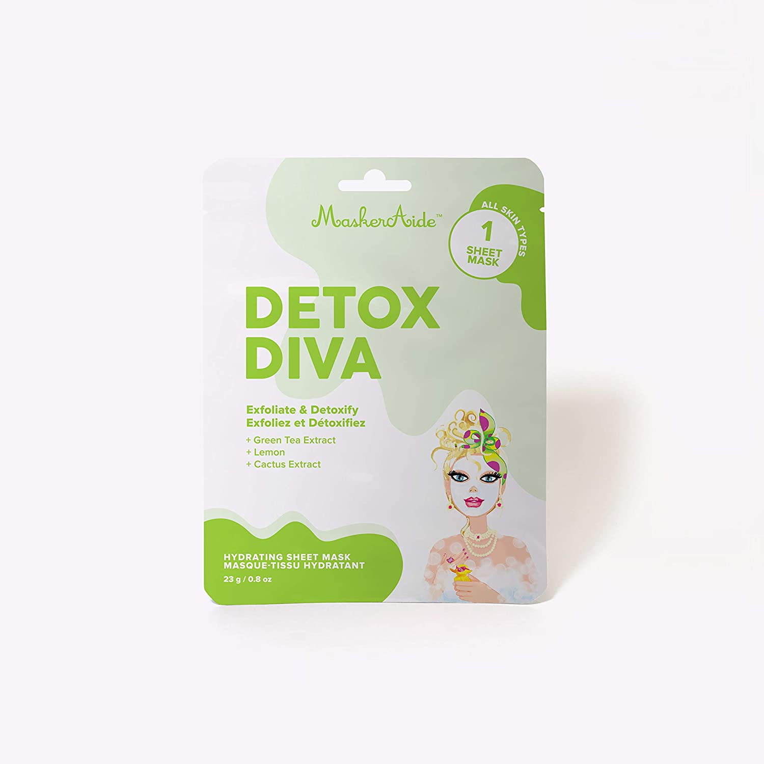 MaskerAide Detox Diva Detoxifying Sheet Mask, 3 pack